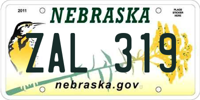 NE license plate ZAL319