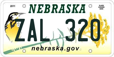 NE license plate ZAL320