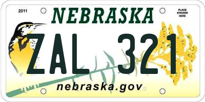 NE license plate ZAL321
