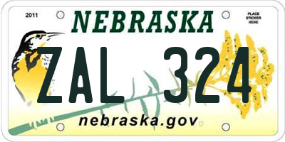 NE license plate ZAL324