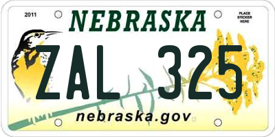 NE license plate ZAL325