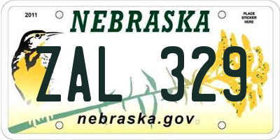 NE license plate ZAL329