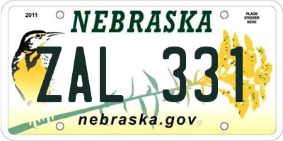 NE license plate ZAL331