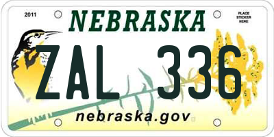 NE license plate ZAL336