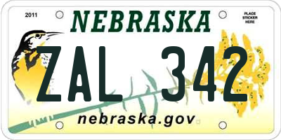 NE license plate ZAL342