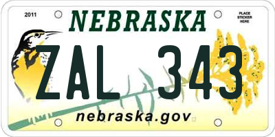 NE license plate ZAL343