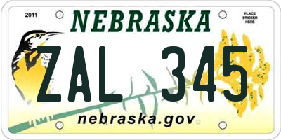 NE license plate ZAL345