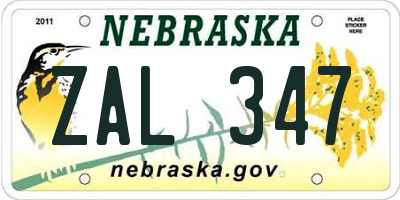 NE license plate ZAL347