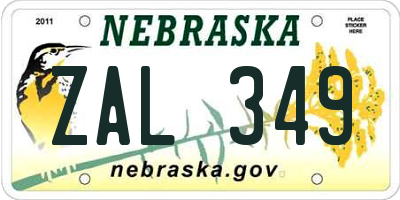NE license plate ZAL349