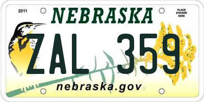 NE license plate ZAL359