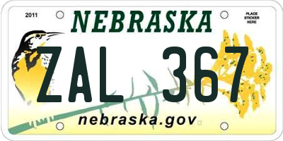 NE license plate ZAL367