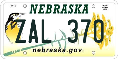 NE license plate ZAL370