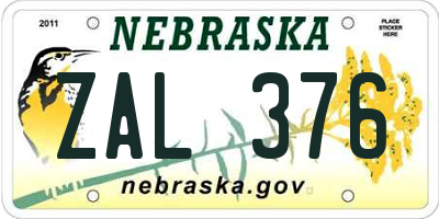 NE license plate ZAL376