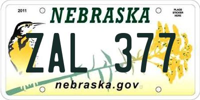 NE license plate ZAL377