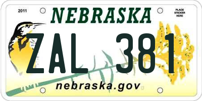 NE license plate ZAL381