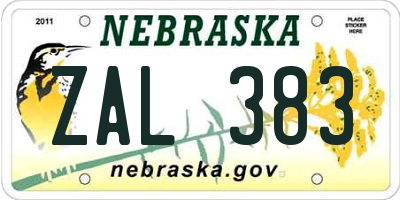NE license plate ZAL383