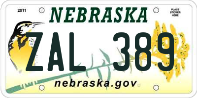 NE license plate ZAL389