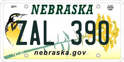 NE license plate ZAL390