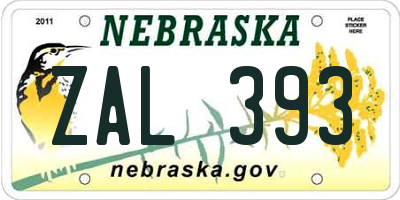 NE license plate ZAL393