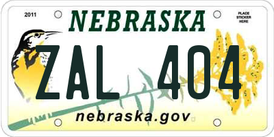 NE license plate ZAL404