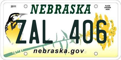NE license plate ZAL406