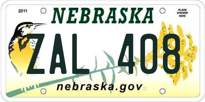 NE license plate ZAL408