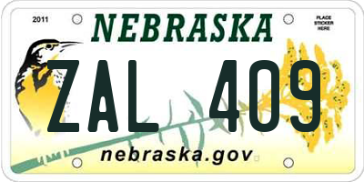 NE license plate ZAL409