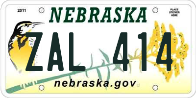 NE license plate ZAL414