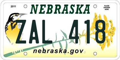 NE license plate ZAL418