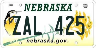 NE license plate ZAL425