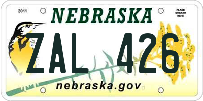 NE license plate ZAL426