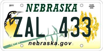 NE license plate ZAL433
