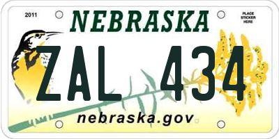 NE license plate ZAL434