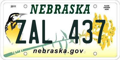 NE license plate ZAL437