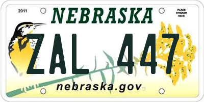 NE license plate ZAL447