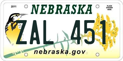 NE license plate ZAL451