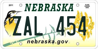 NE license plate ZAL454