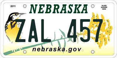 NE license plate ZAL457
