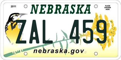 NE license plate ZAL459