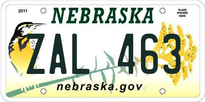 NE license plate ZAL463