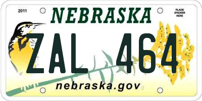 NE license plate ZAL464