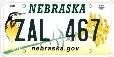 NE license plate ZAL467