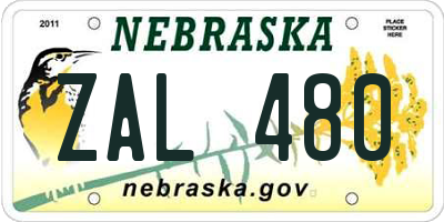 NE license plate ZAL480