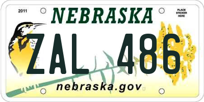 NE license plate ZAL486