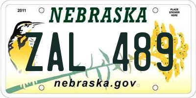 NE license plate ZAL489