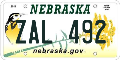 NE license plate ZAL492