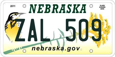 NE license plate ZAL509