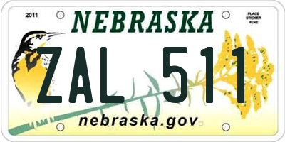 NE license plate ZAL511