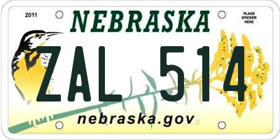 NE license plate ZAL514