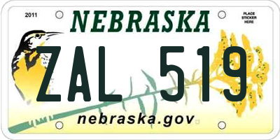 NE license plate ZAL519